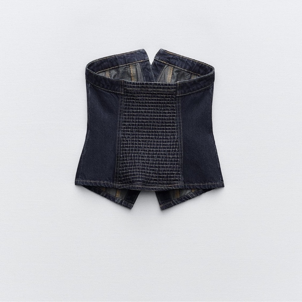 New Zara strapless denim top size XS - Picture 3 of 6